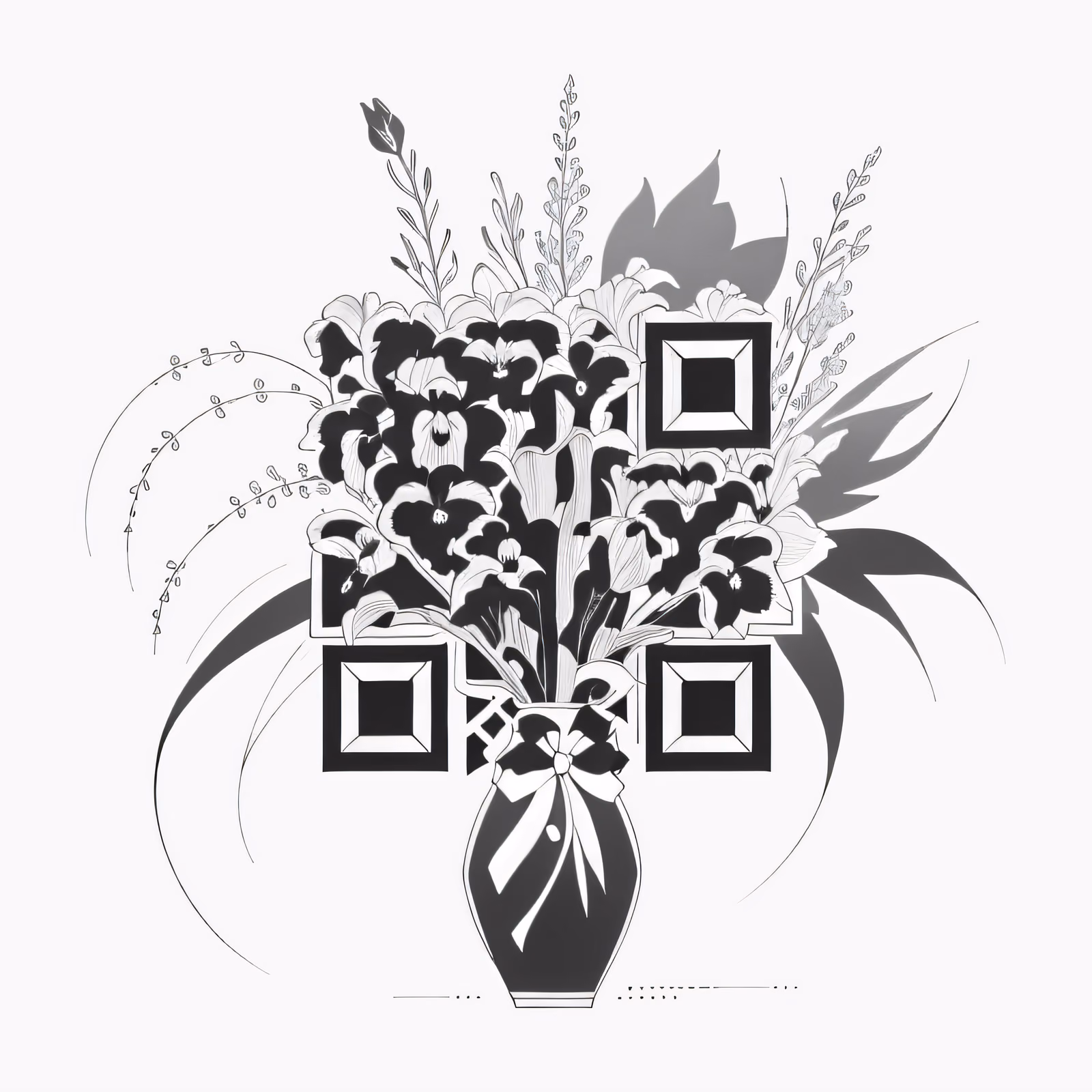 Iris Bouquet Ink Tattoo QR Code for Temporary Tattoos — image 1