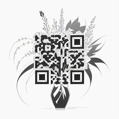 Iris Bouquet Ink Tattoo QR Code for Temporary Tattoos