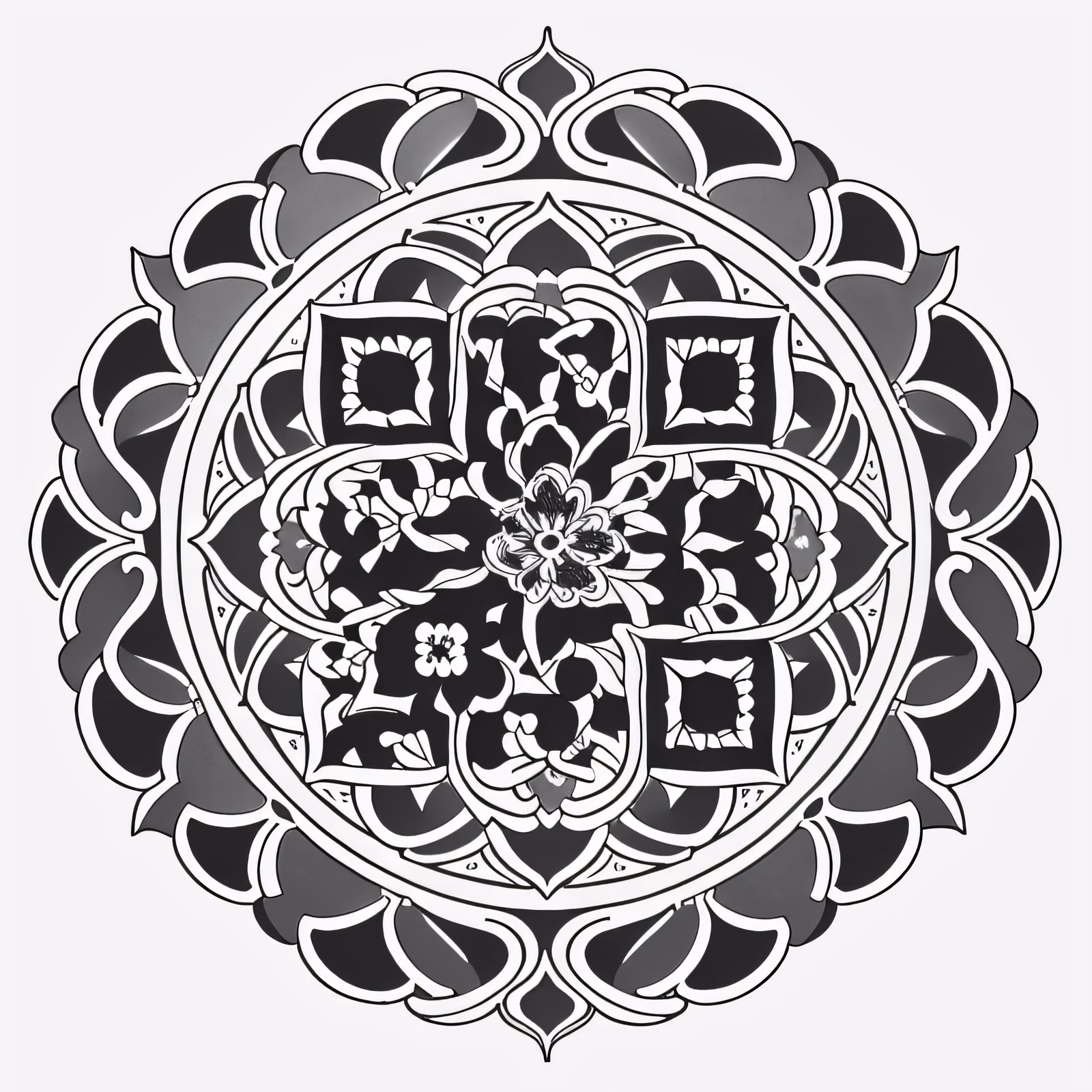银莲花曼陀罗纹身二维码艺术,适合临时纹身 — 图片 1