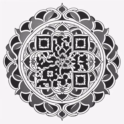 银莲花曼陀罗纹身二维码艺术,适合临时纹身 — 图片 1