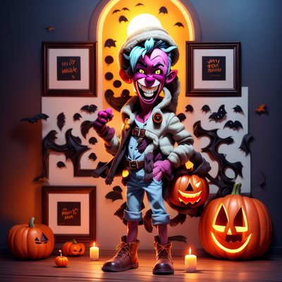 Laughing Halloween Ghoul 3D QR Code for Posters