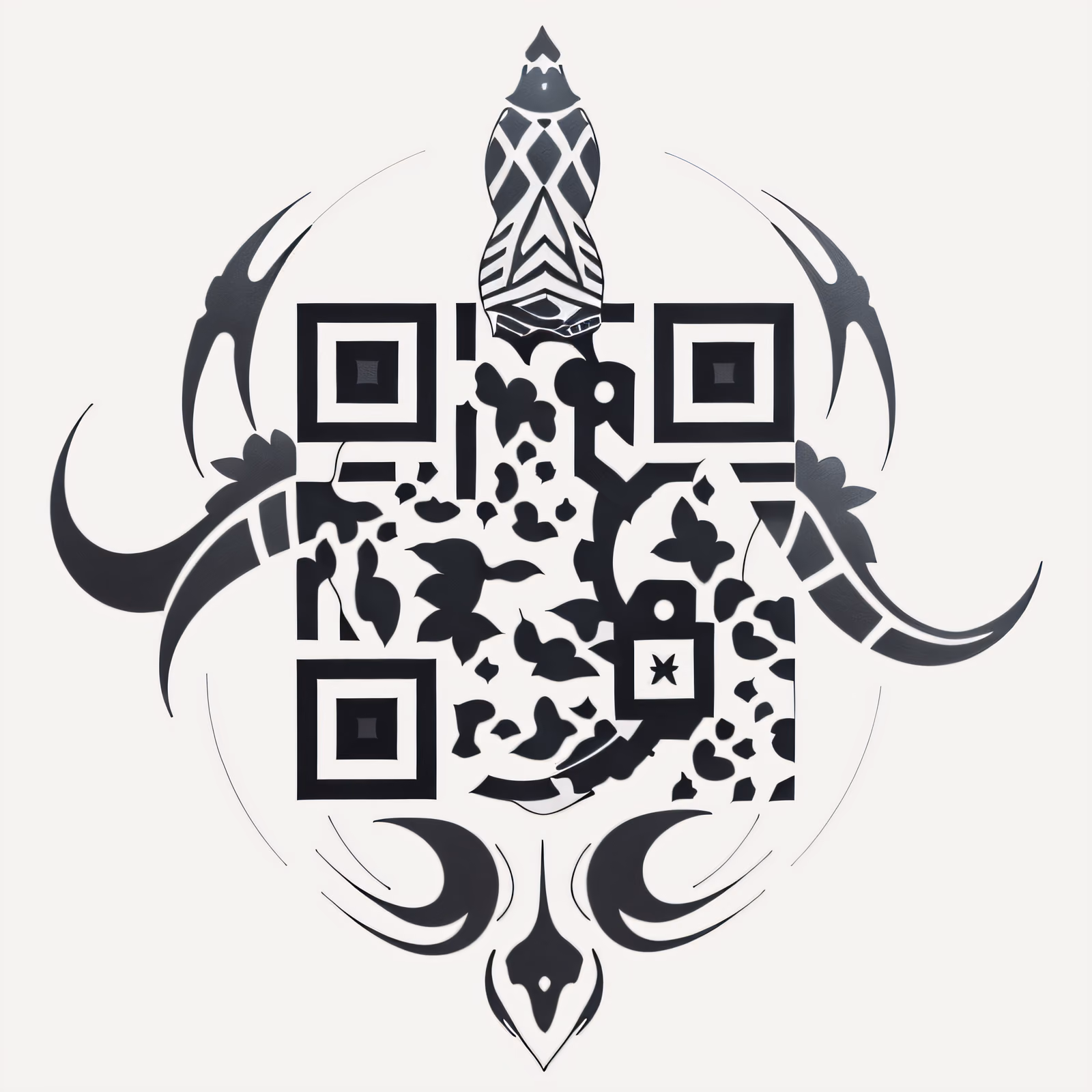 Polynesian Turtle Tattoo Symbol QR Code for Temporary Tattoos — image 1
