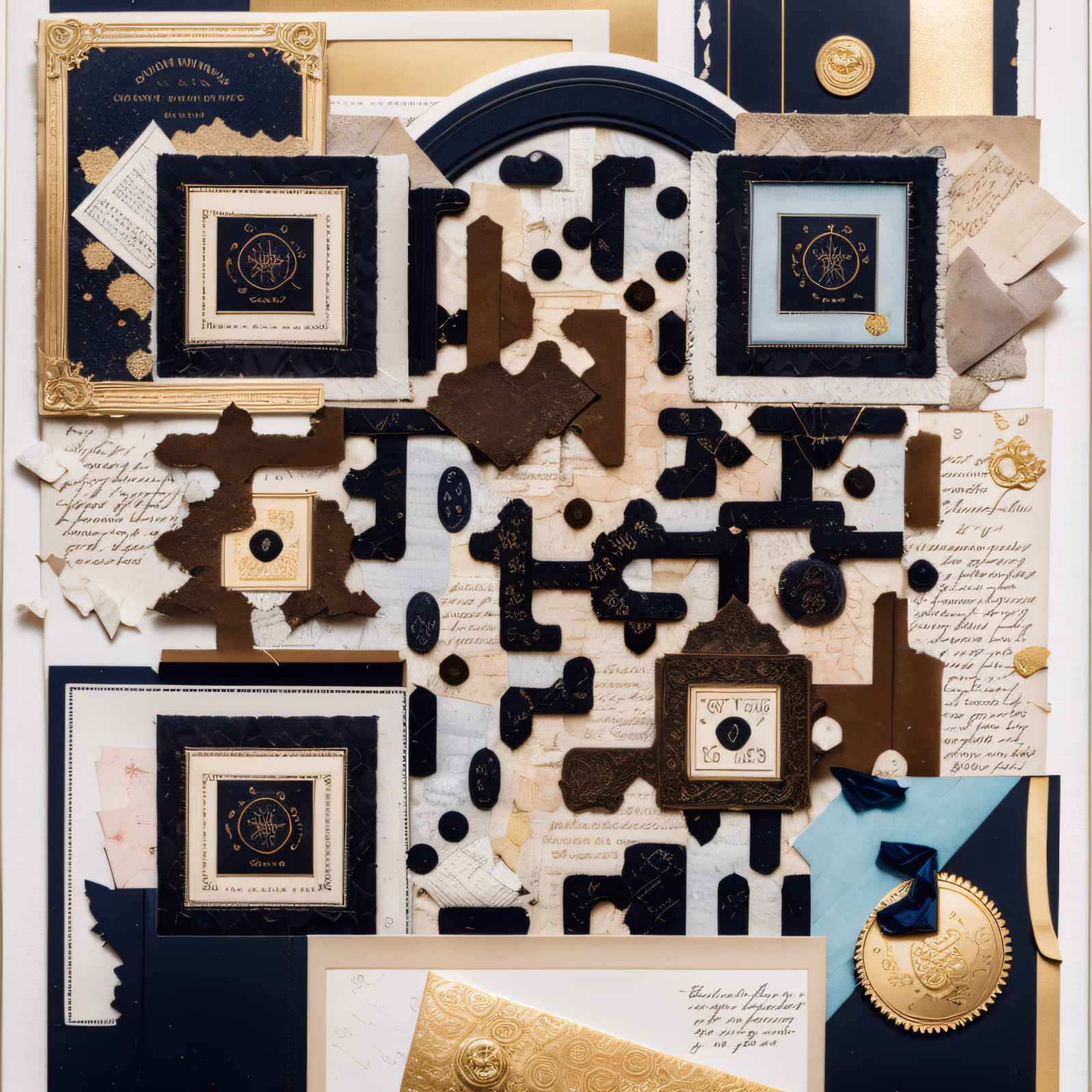 Letters and Ephemera Collage QR Code for Wedding Invitations — image 1