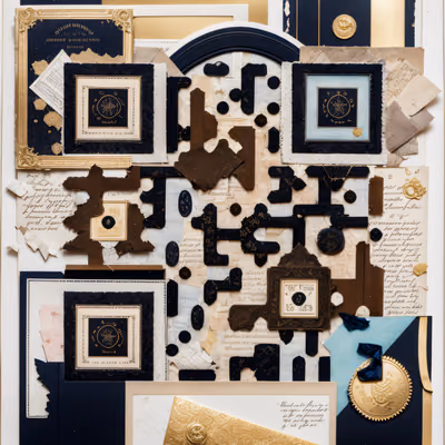 Letters and Ephemera Collage QR Code for Wedding Invitations — image 1