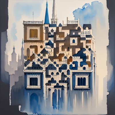 Historic Brussels Buildings Watercolor QR Code Art