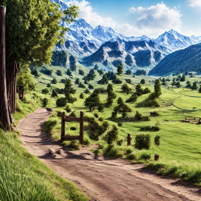 Alpine Meadow Path Photorealistic QR Code Art