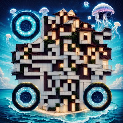 Сюрреалистичные дома на острове с медузами: QR-код
