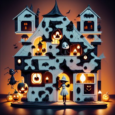 Haunted Dollhouse Halloween QR Code for Posters