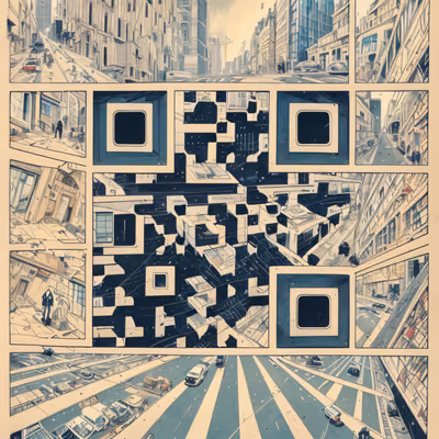 Comic Panel City Street Comic Book QR Code for Posters — image 1