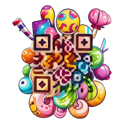 Colorful Candy Pile Vector QR Code for Stickers