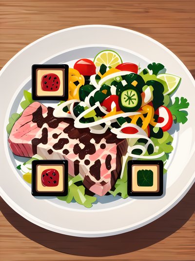Steak Dish Cartoon QR Code for Restaurant Menus