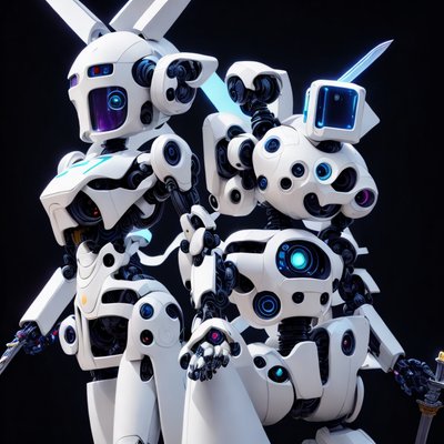White Mecha Robots 3D Render QR Code for Posters