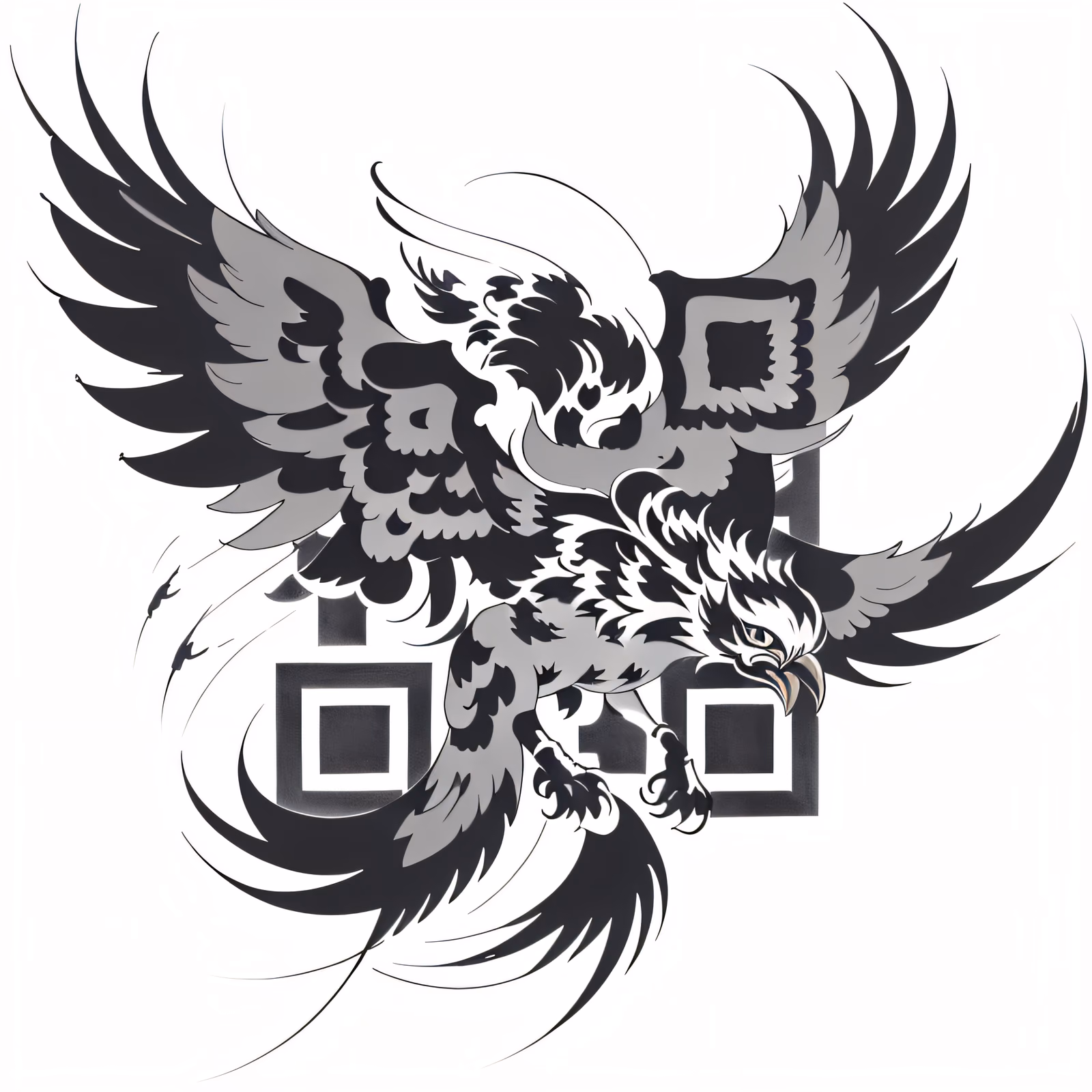 Tribal Phoenix Tattoo Ink QR Code for Temporary Tattoos — image 1