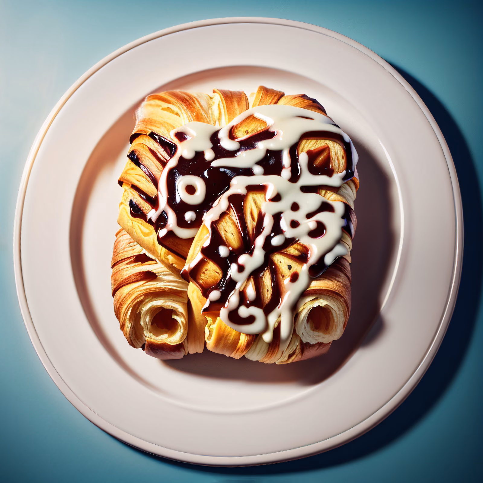 Croissant Pastry on Plate 3D QR Code for Restaurant Menus — image 1