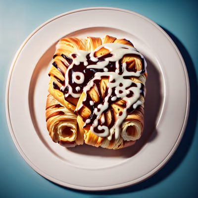 Croissant Pastry on Plate 3D QR Code for Restaurant Menus — image 1