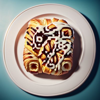 Croissant Pastry on Plate 3D QR Code for Restaurant Menus