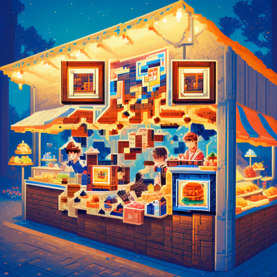 Pixel Night Market Food Stall QR Code for Restaurant Menus — image 1