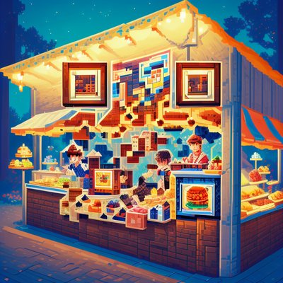 Pixel Night Market Food Stall QR Code for Restaurant Menus