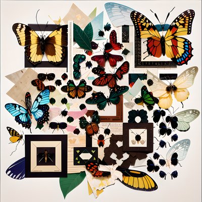 Butterfly and Insect Paper Collage QR Code Art