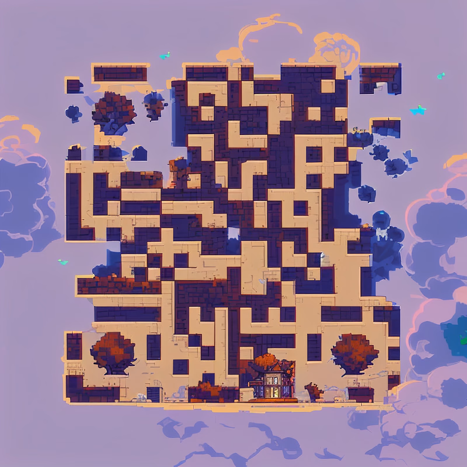 Floating Island Pixel Art QR Code for Posters — image 1