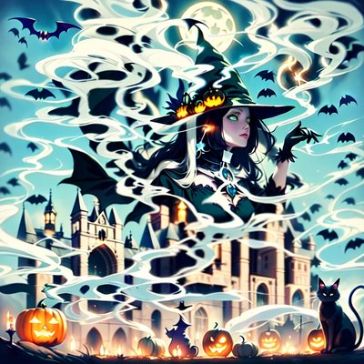 Halloween Witch Castle Anime QR Code for Posters