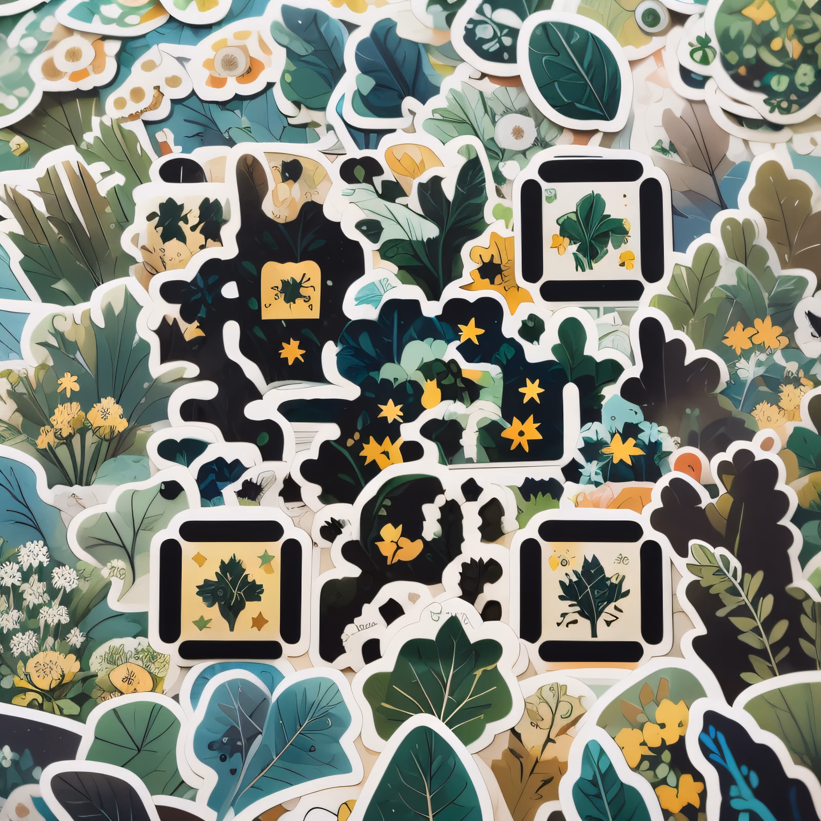 Botanical Sticker Bomb Vector QR Code for Stickers — image 1