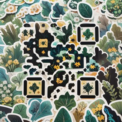 Botanical Sticker Bomb Vector QR Code for Stickers