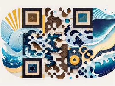 Ocean Wave Paper Collage QR Code Art