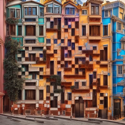 Colorful Townhouse Facade Art Nouveau QR Code Art — image 1