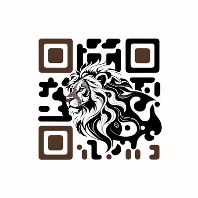 Calligraphy Lion Head Vector QR Code for Apparel