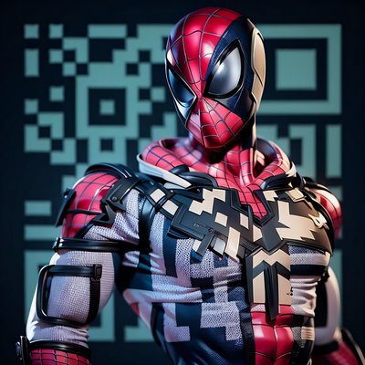 Spider Hero 3D Render QR Code for Posters