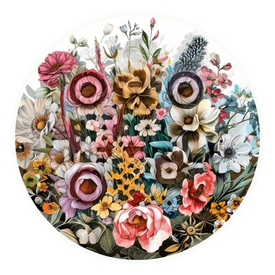 Mixed Blossom Floral Collage QR Code for Stickers