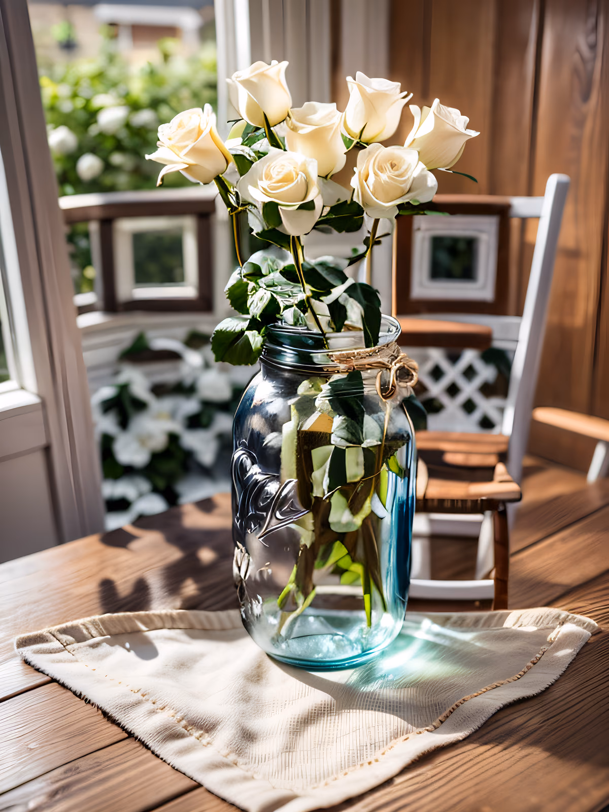 Белые розы в банке: фото QR-код в стиле арт — изображение 1