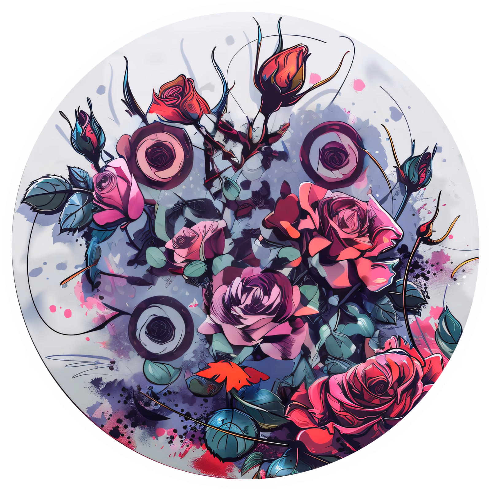 Blooming Rose Bush Vector QR Code for Stickers — image 1
