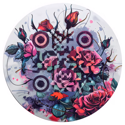 Blooming Rose Bush Vector QR Code for Stickers — image 1