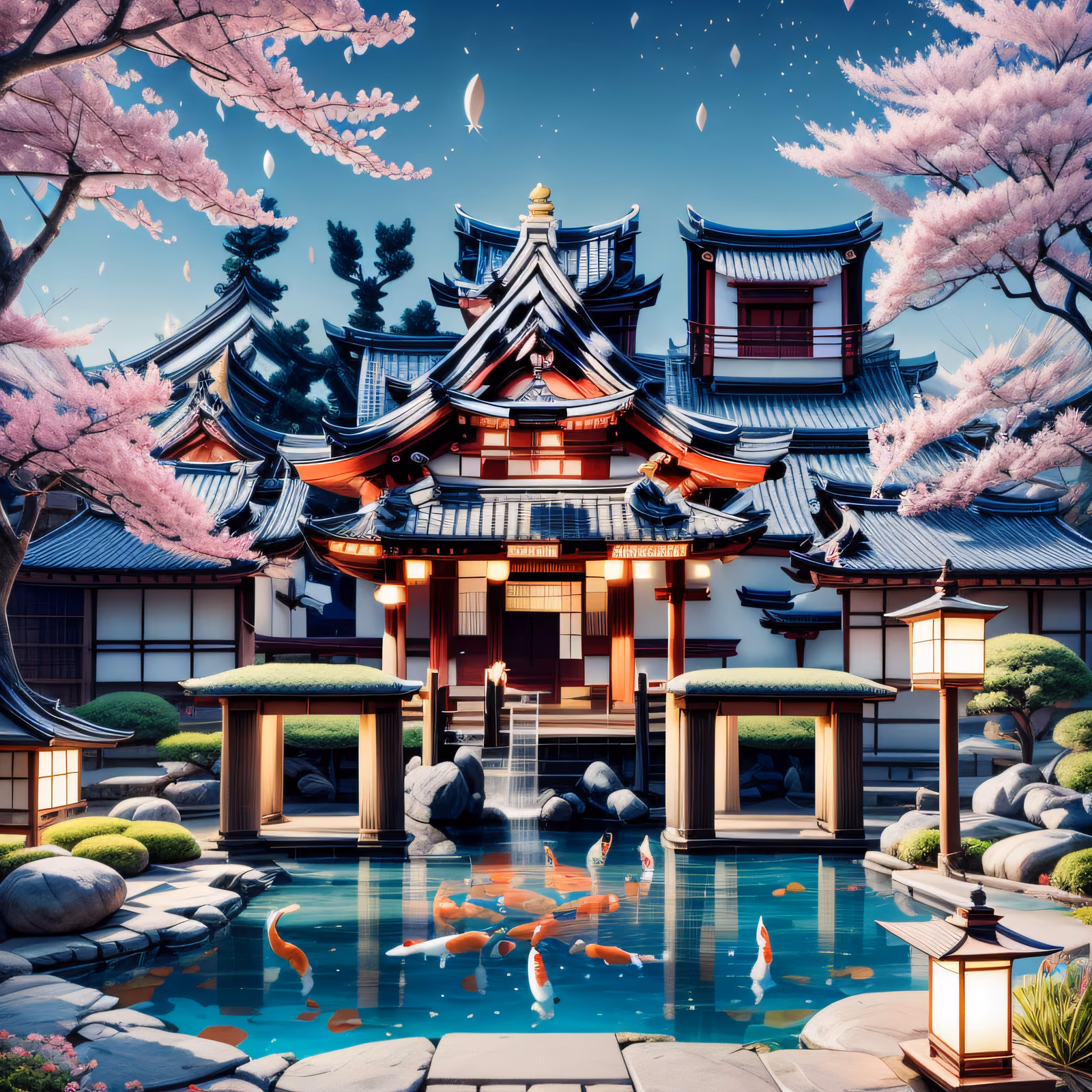 Japanese Temple Koi Pond Painting QR Code Art — image 1