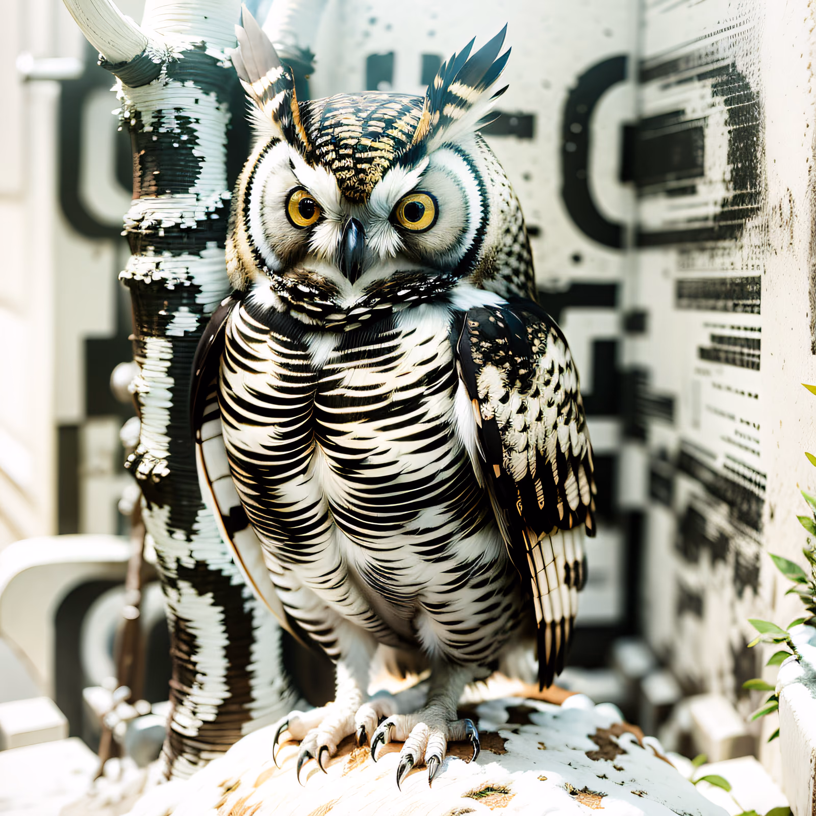 Perched Owl Photorealistic QR Code Art — image 1