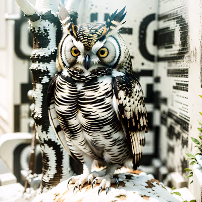 Perched Owl Photorealistic QR Code Art — image 1