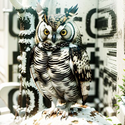 Perched Owl Photorealistic QR Code Art