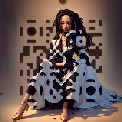 Seated Woman Fashion Digital Painting QR Code for Posters — image 1