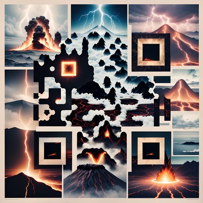 Volcano Storm Collage QR Code for Posters