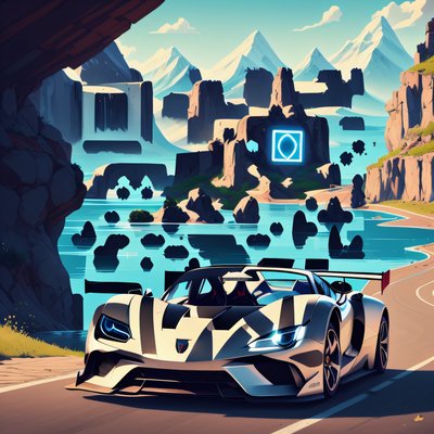 Lakeside Sports Car Game Art QR Code for Posters