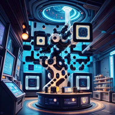 Futuristic Laboratory Sci-Fi QR Code for Posters — image 1