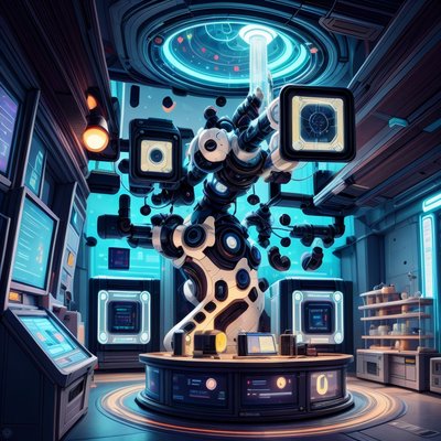 Futuristic Laboratory Sci-Fi QR Code for Posters