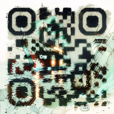 Цифровая живопись с ржавым кораблём: QR-код для постеров — изображение 1