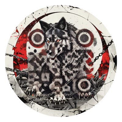 Chained Norse Wolf Ink Style QR Code for Stickers