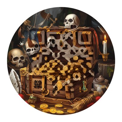 Pirate Treasure Chest Skulls QR Code for Stickers