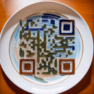 Olive Branch Ceramic Plate QR Code for Restaurant Menus — image 1