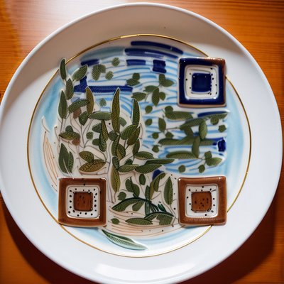 Olive Branch Ceramic Plate QR Code for Restaurant Menus