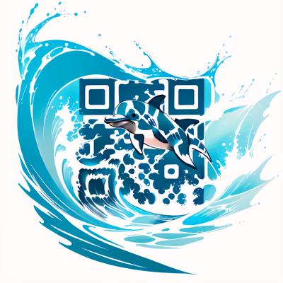 Прыгающий дельфин над волной: QR-код для временной татуировки — изображение 1